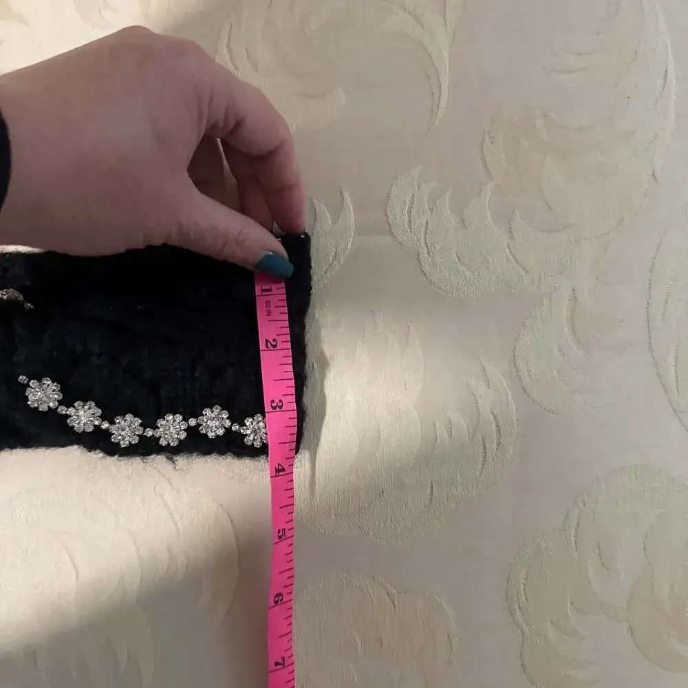 Betsey Johnson Headband Winter Bandana Cream Ice Princess Knit Bling Bling O/S‎